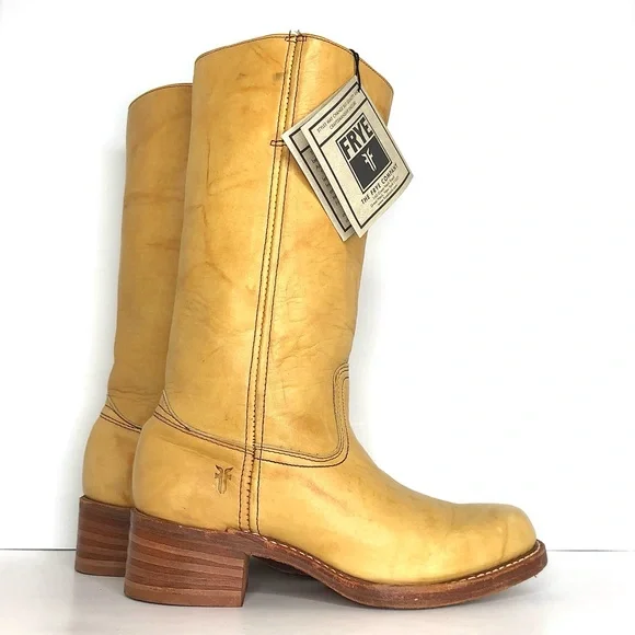 NWT Frye 14L Campus Banana Tall Square Toe Riding Boots Women’s 10 Shoes - Picture 3 of 13